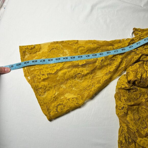 NWT For Love and Lemons Tiana Lace Mini Dress Yellow One-Shoulder Party XS - Picture 10 of 16